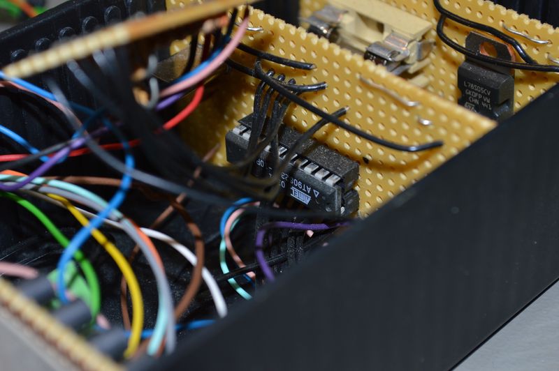 Close-up of the AVR microcontroller