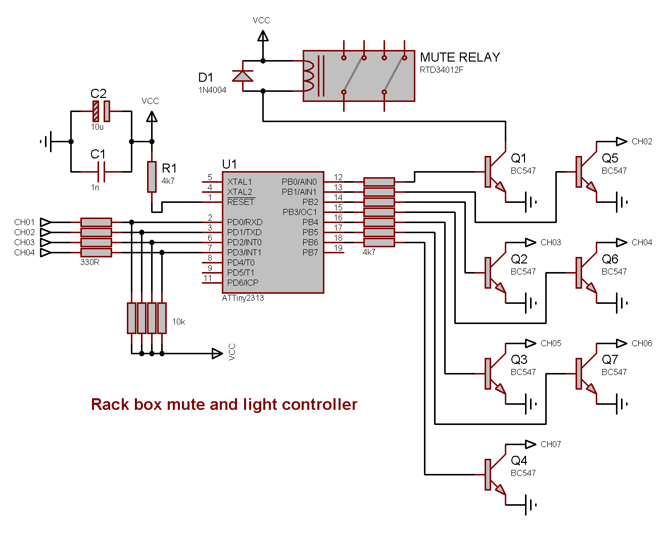 Schematics for the mute and light controller