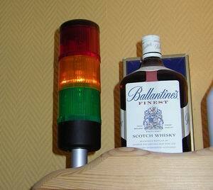 Stack lights, and a bottle of Ballantine's