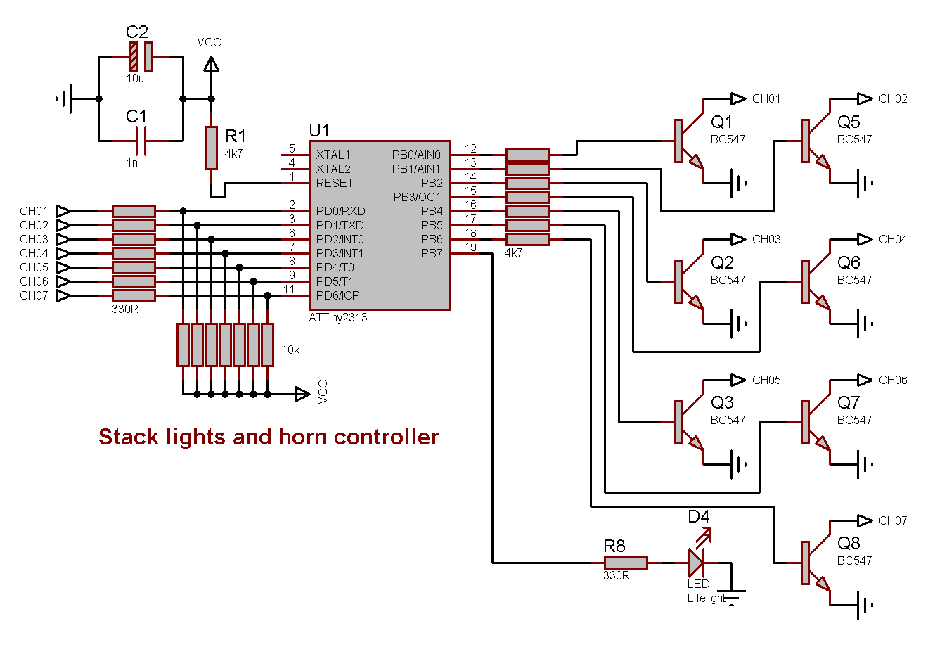 Schematics for the stack lights controller