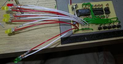 Strip board with LEDs connected