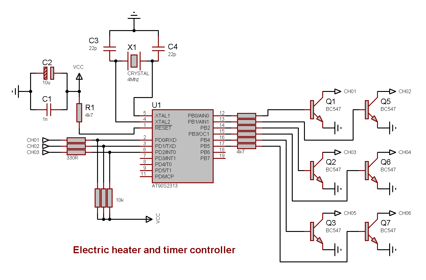 Schematics for the heater and timer module