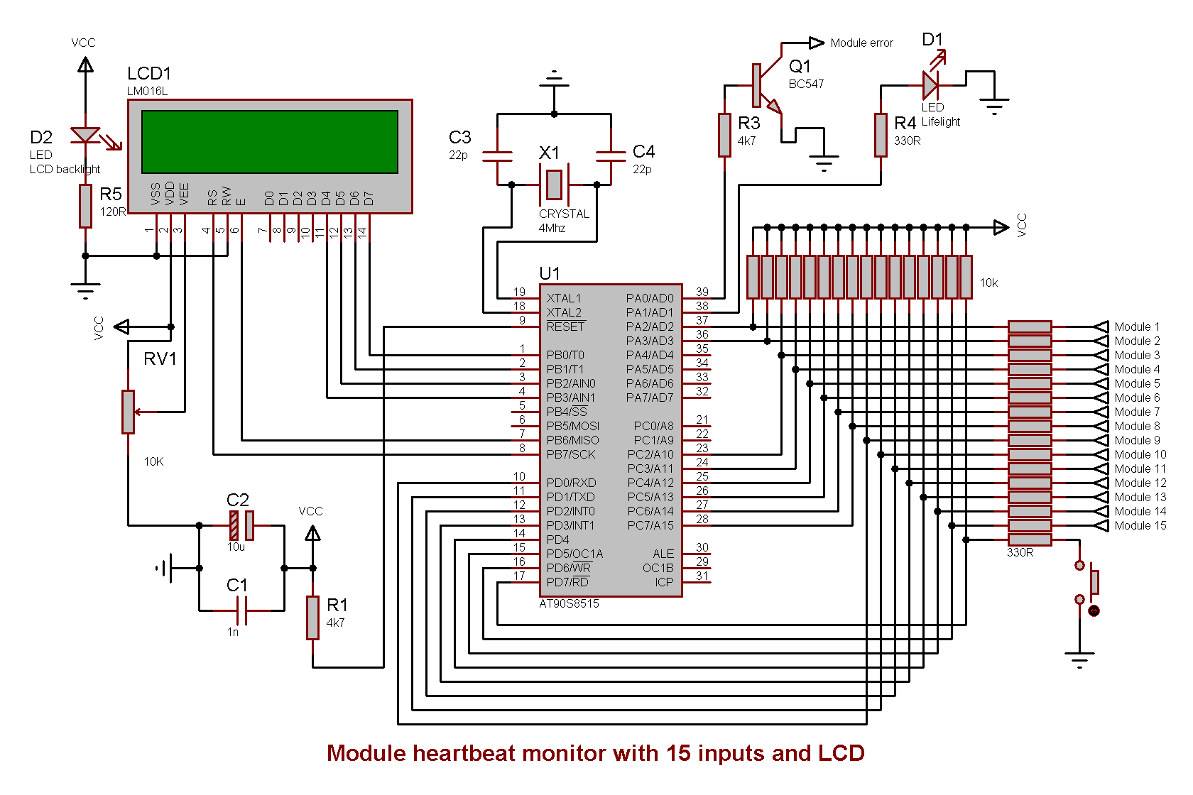 Schematics for the module heartbeat monitor module