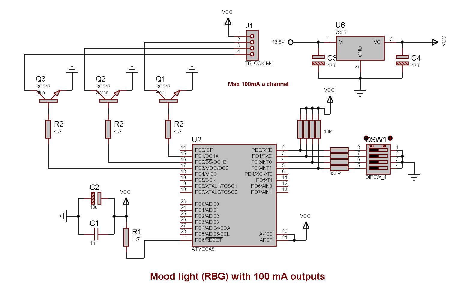 Schematics for the mood light controller