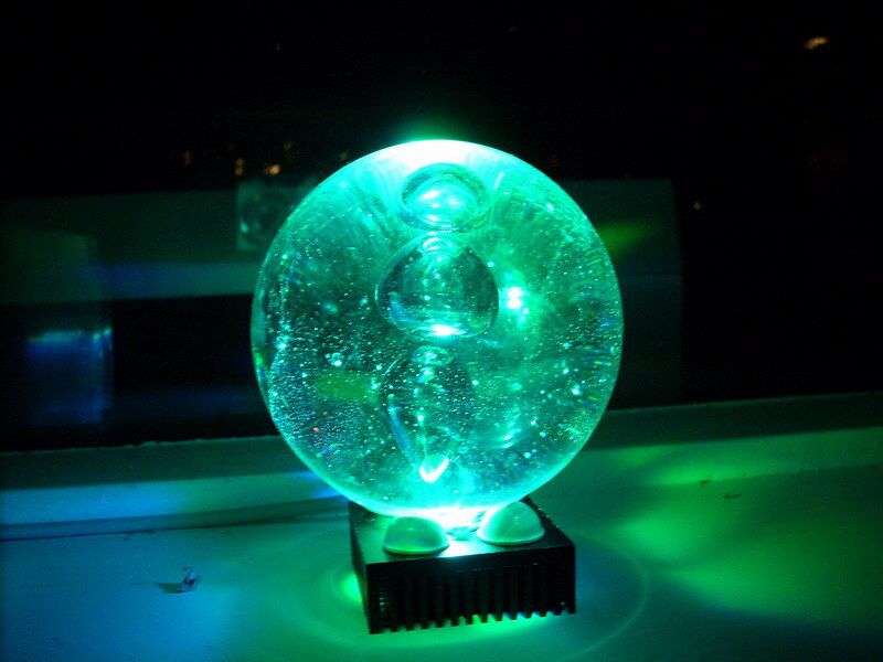 LED lighting up glass ball