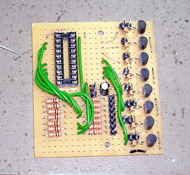 Completed circuit board, without the AVR microcontroller