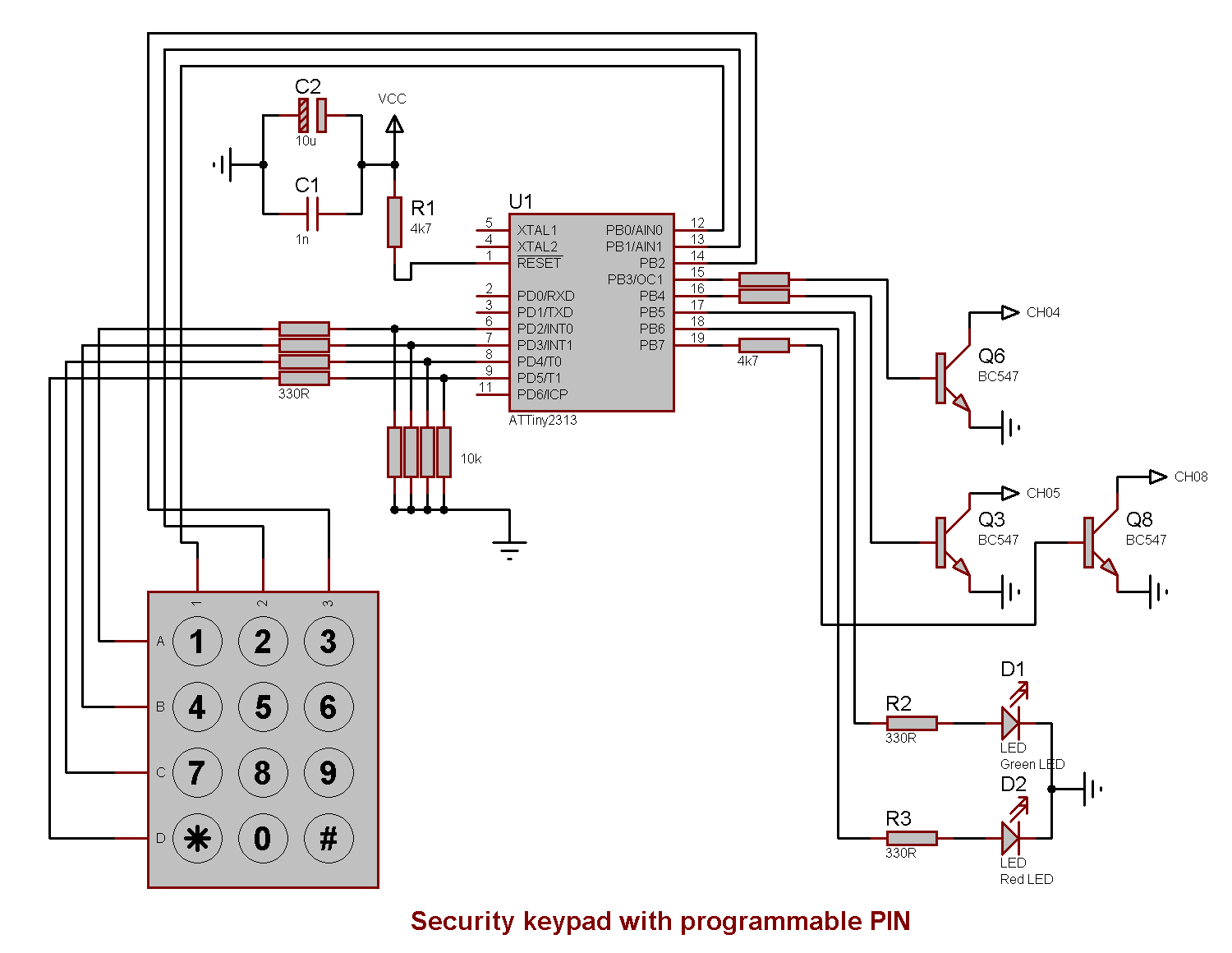Schematics for the programmable keypad