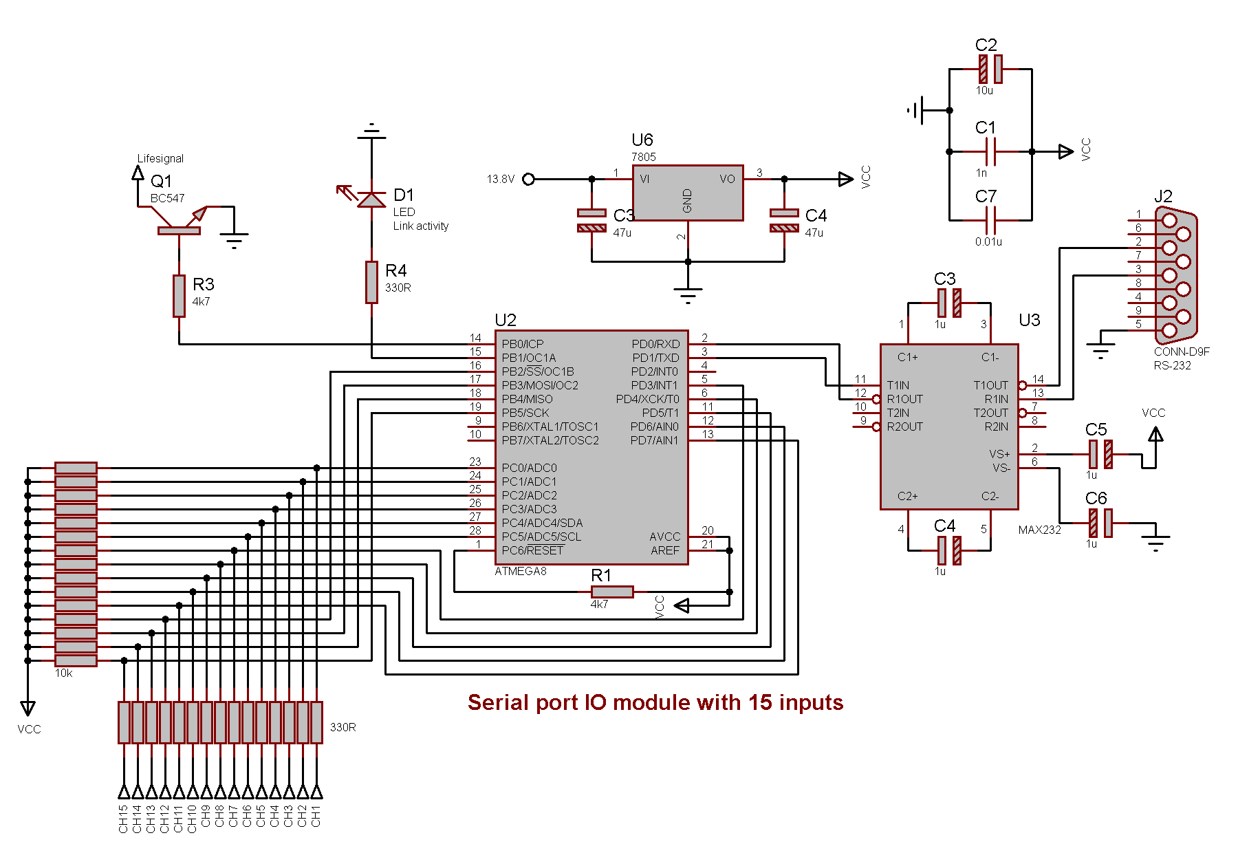 Schematics for the serial interface module
