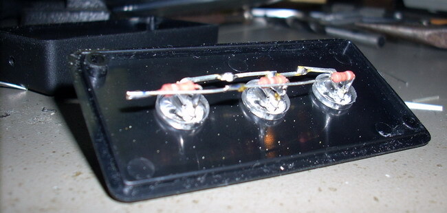 LEDs and resistors soldered