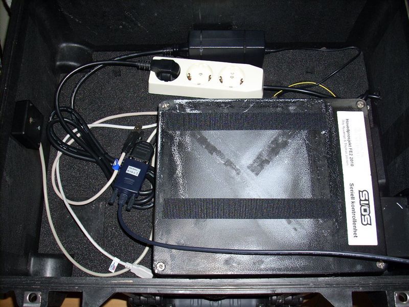 Inside case, temperature sensor to the left