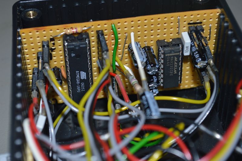 AVR ATmega8 and MAX232 IC on circuit board