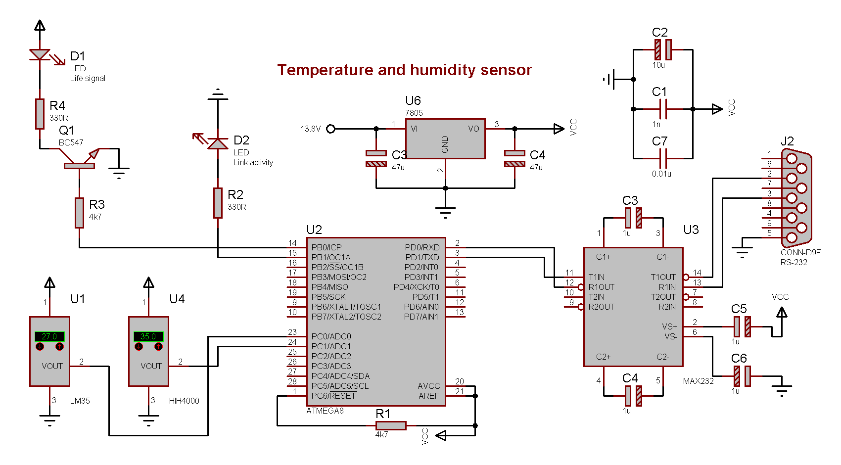 Schematic drawing for temperature and humidity sensor