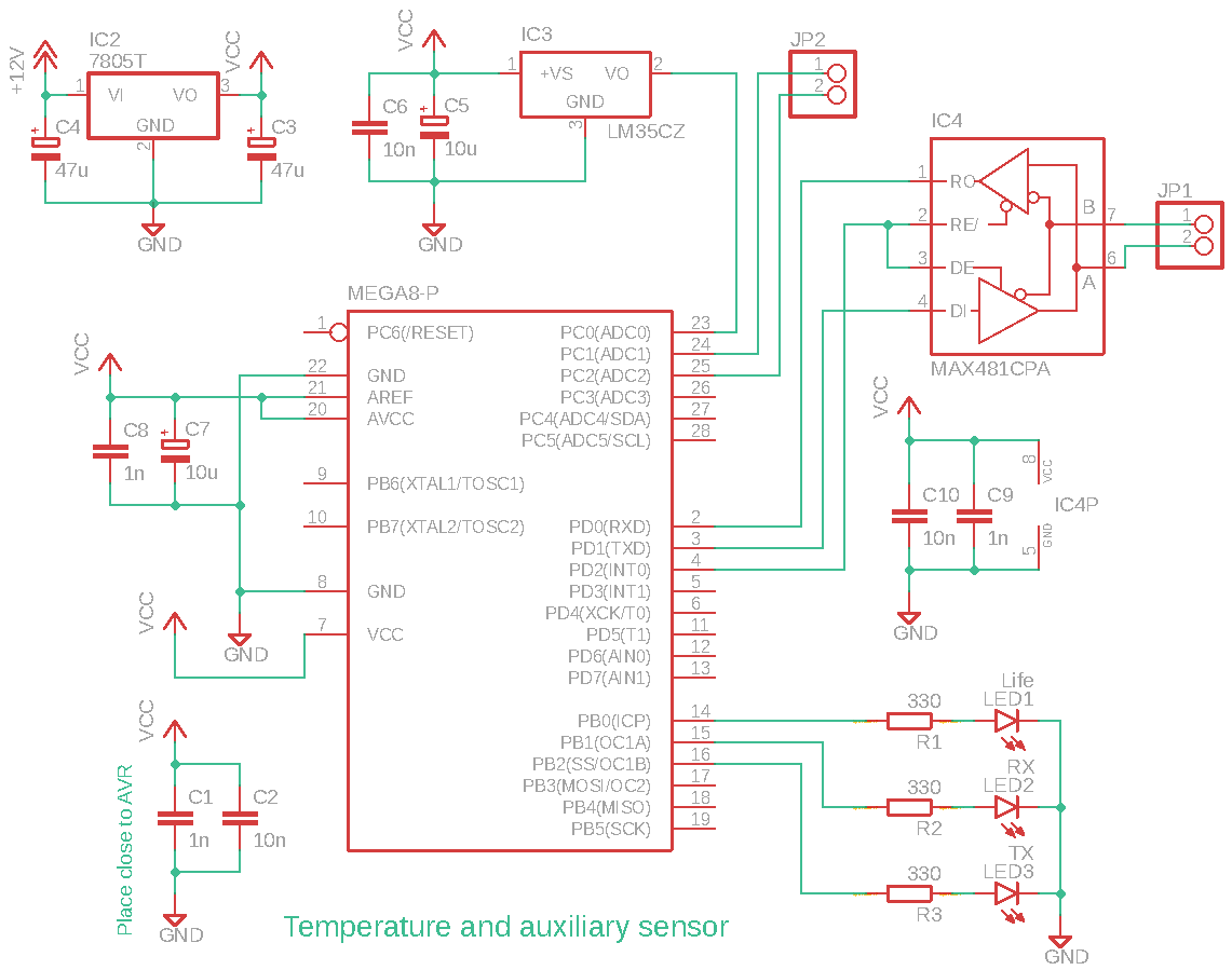Schematic drawing for RS-485 temperature sensor