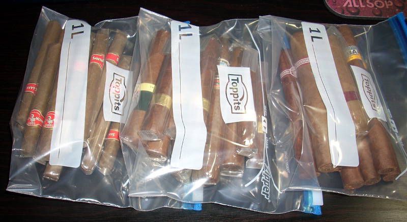 Cigars in zip-lock bags
