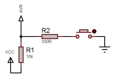Schematics of digital input with pull-up resistor