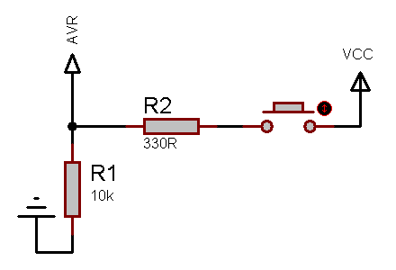 Schematics of digital input with pull-down resistor