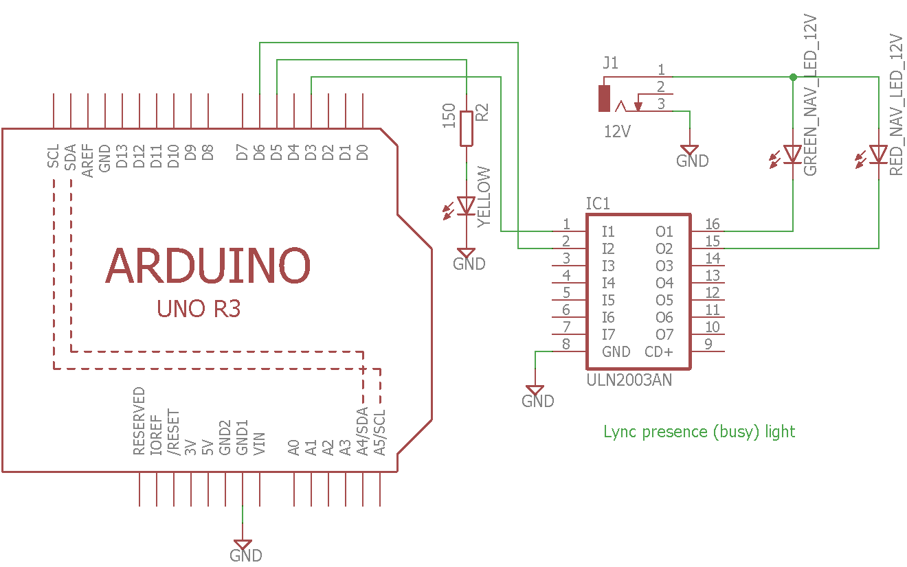 Schematics of Ardunio UNO, Darlington transistor, resistors and LEDs