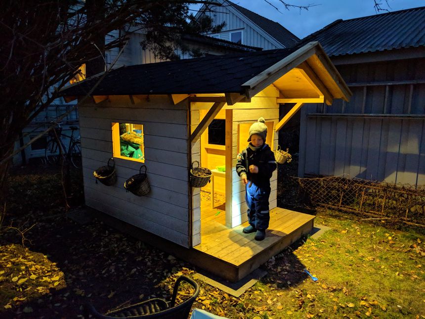 I made a garden playhouse for the kids — with LED lights