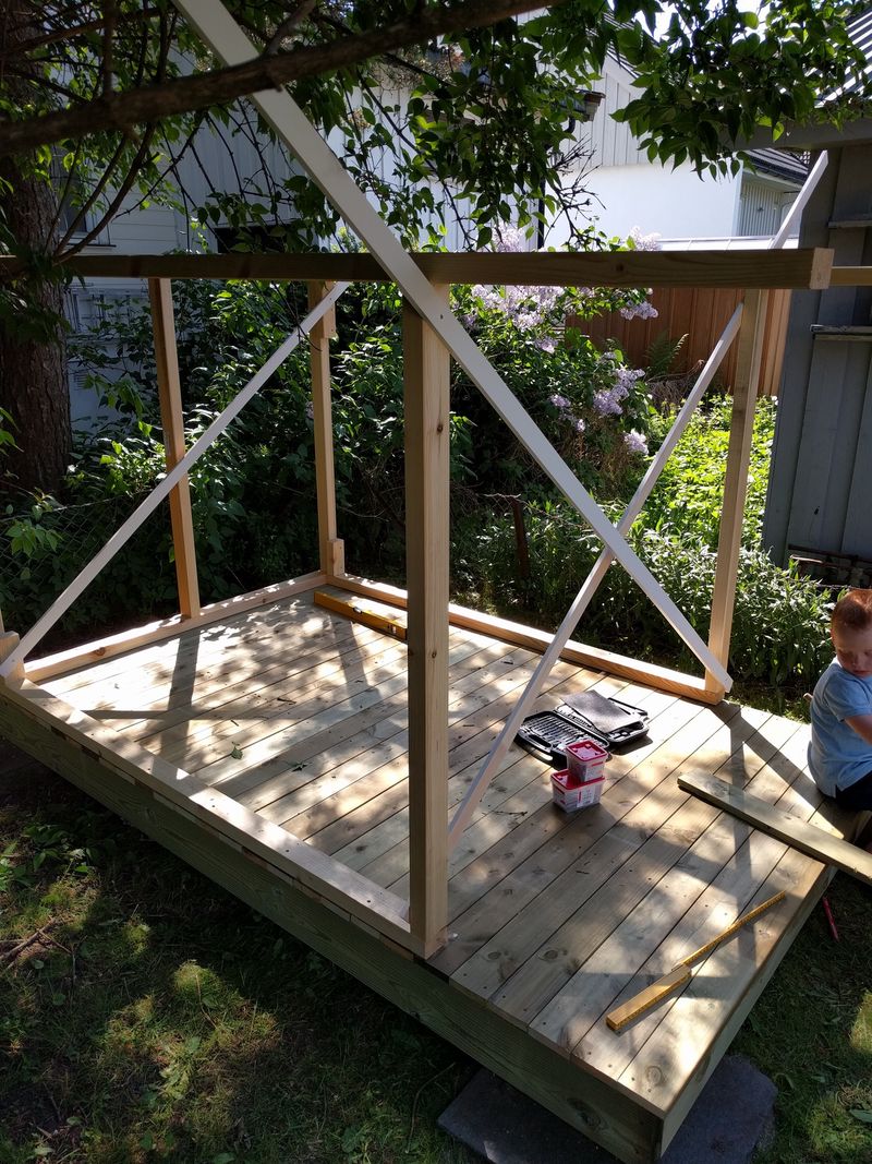 Framework was made by 2×3&quot;, decking was impregnated boards