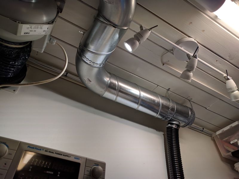 Ductwork in the ceiling for fume extraction system