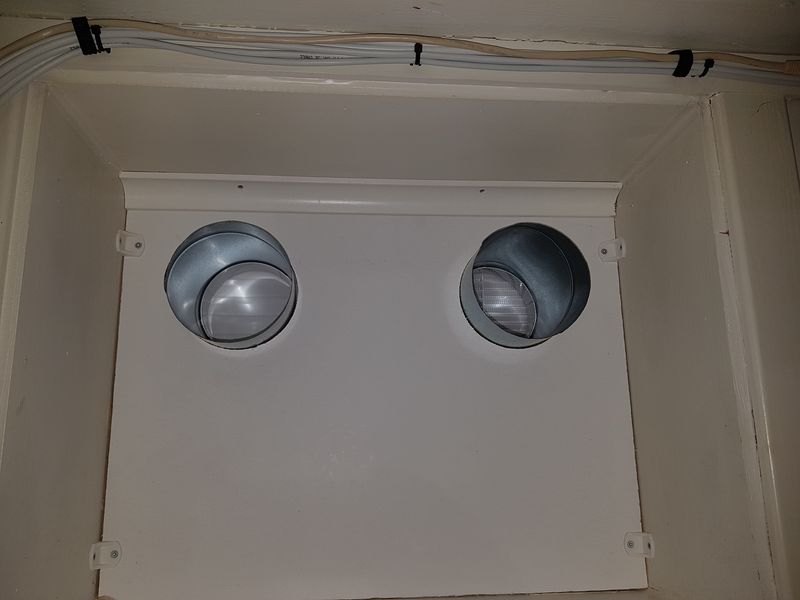 Spiral ducts sticking out of ventilation holes