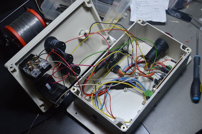 Inside kids alarm module, Raspberry Pi Zero wired up