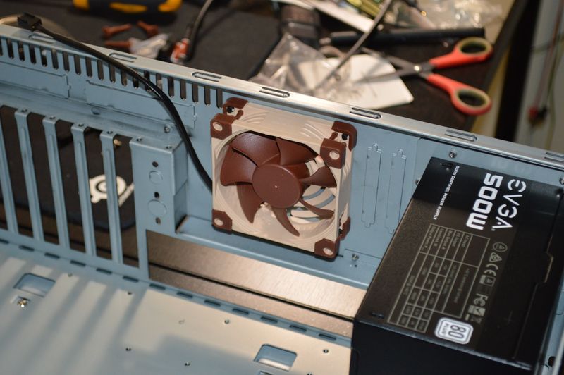 Noctua fan and power supply installed