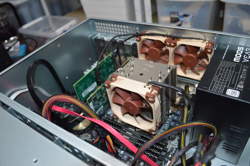 Alpha moved into case, replaced fans with Noctua