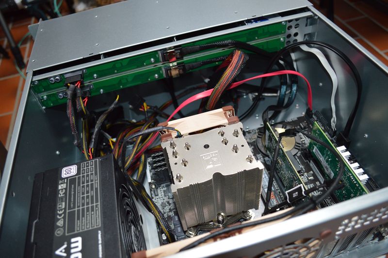 Inside case, with server parts mounted