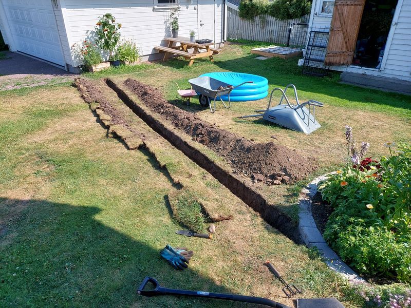 Trench across lawn