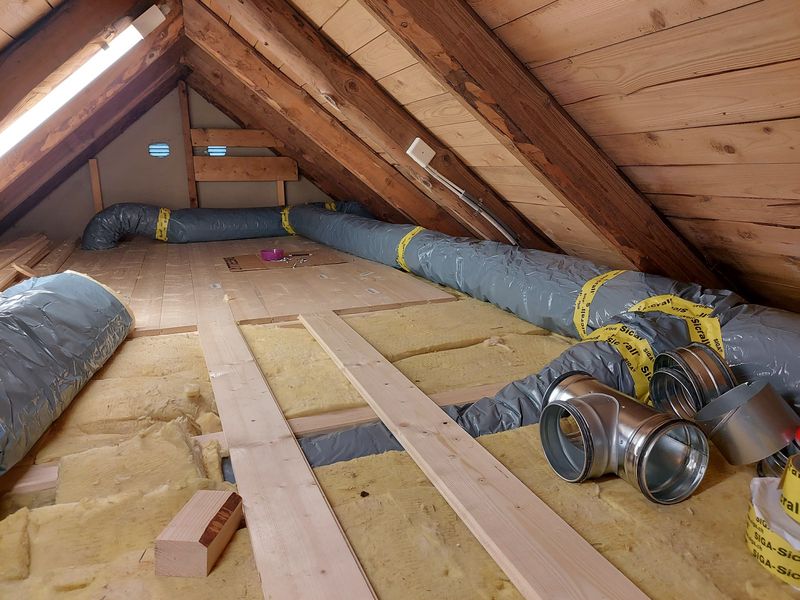 Insulated duct work on attic