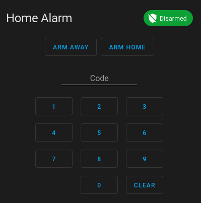 Home Assistant alarm control panel