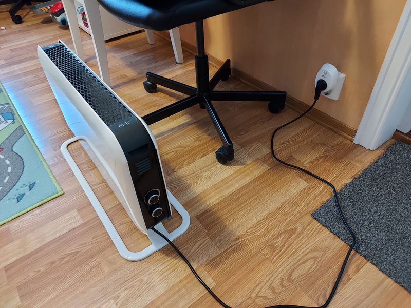 Mill convection heater connected to smart plug