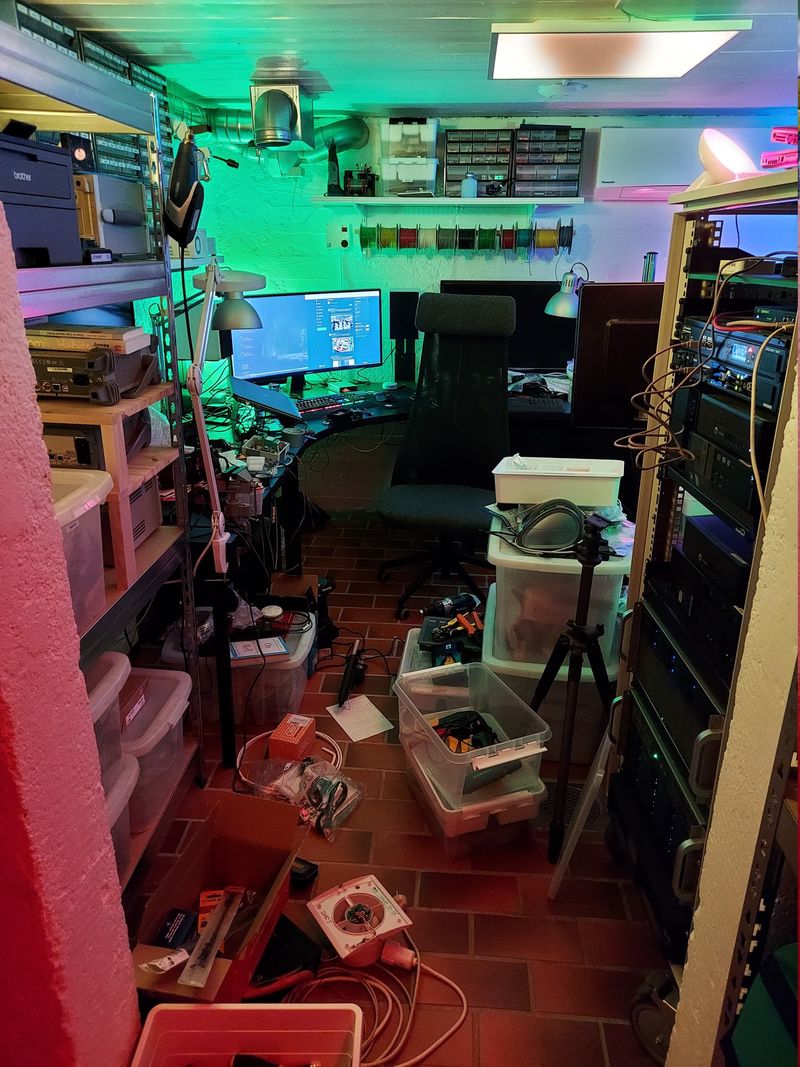 Home office in third house — messy