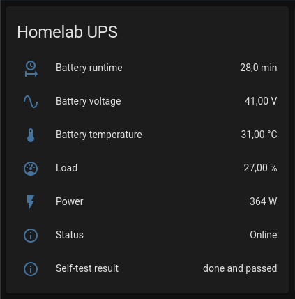 UPS lovelace card in Home Assistant