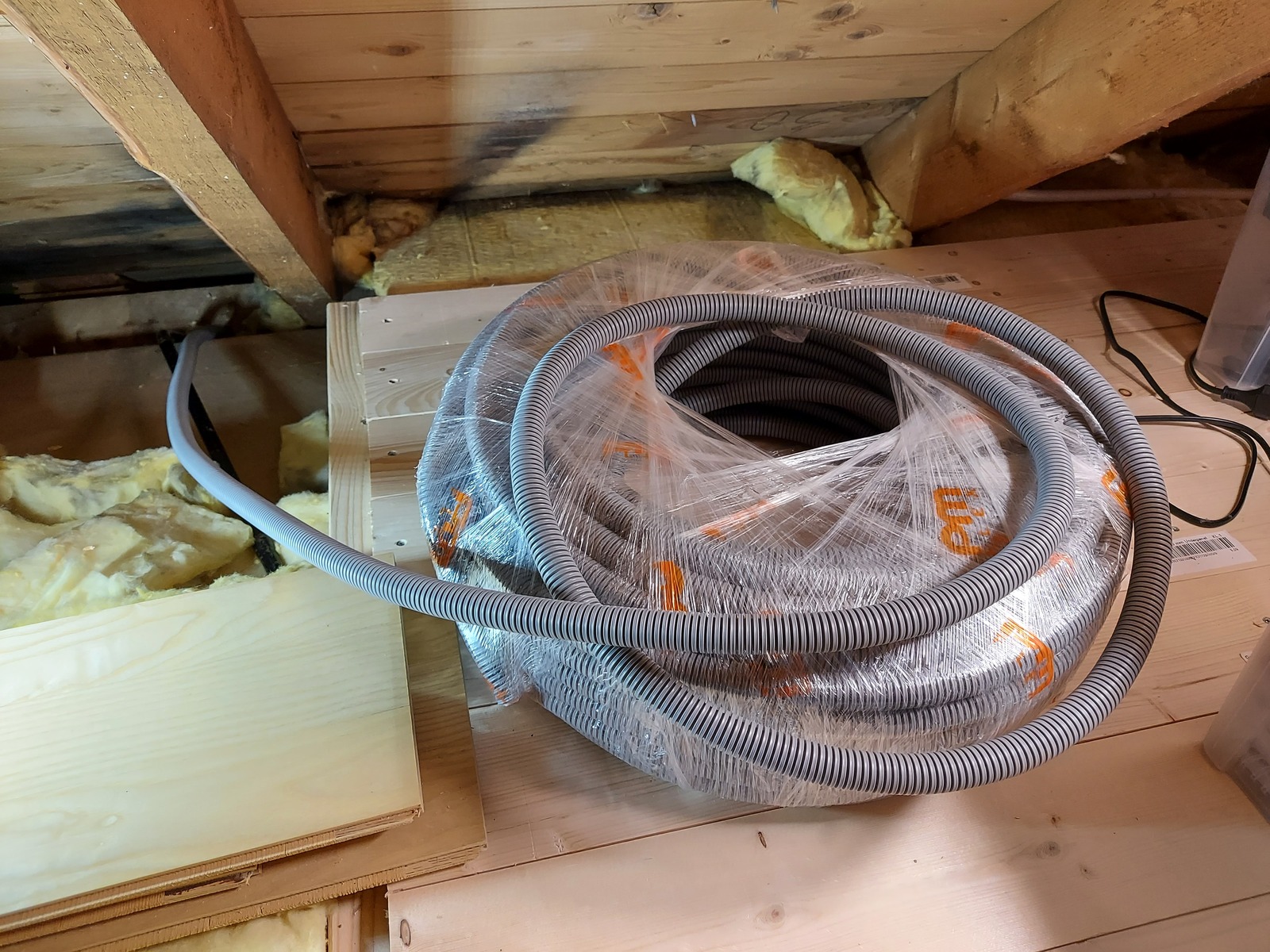 Two CAT6 cables and a fiber — from the basement to the attic
