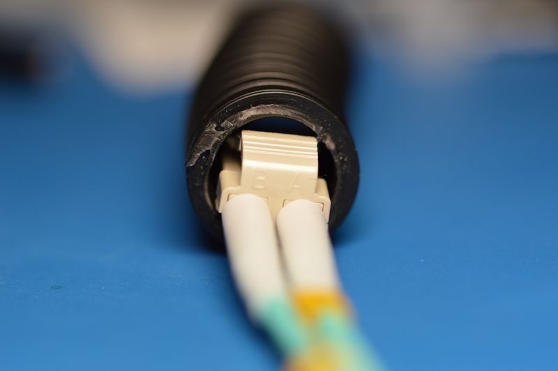 Fiber duplex LC connector in 20 mm flexible conduit