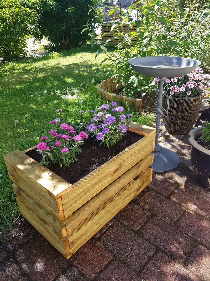 Wooden crate with flowers