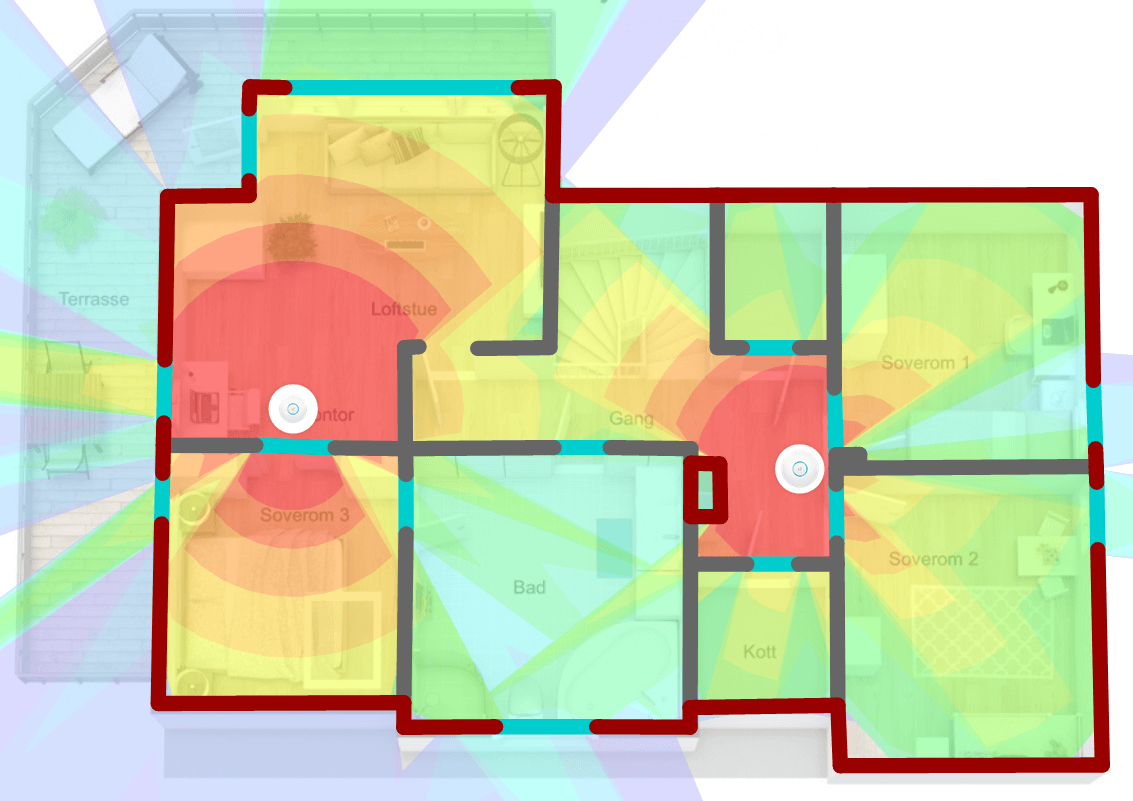 Coverage map of 2nd floor — from Unifi Design Center